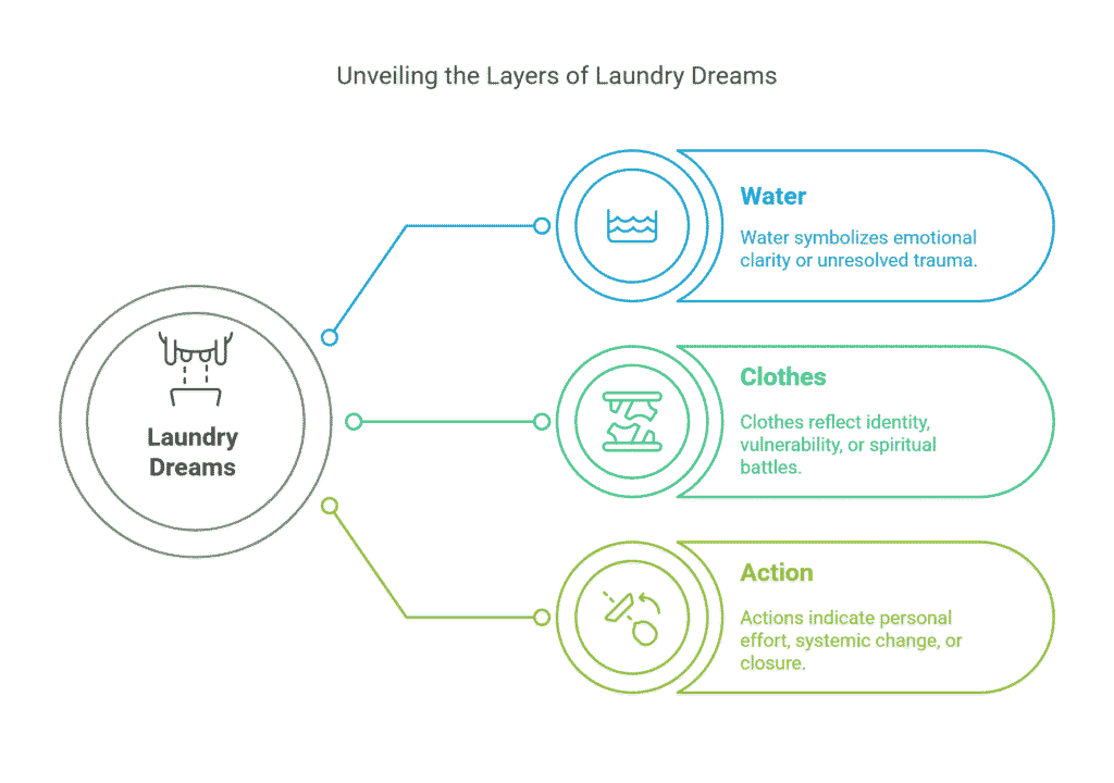 Flowchart: Unveiling the Layers of Laundry Dreams - Water, Clothes, Action symbolism.
